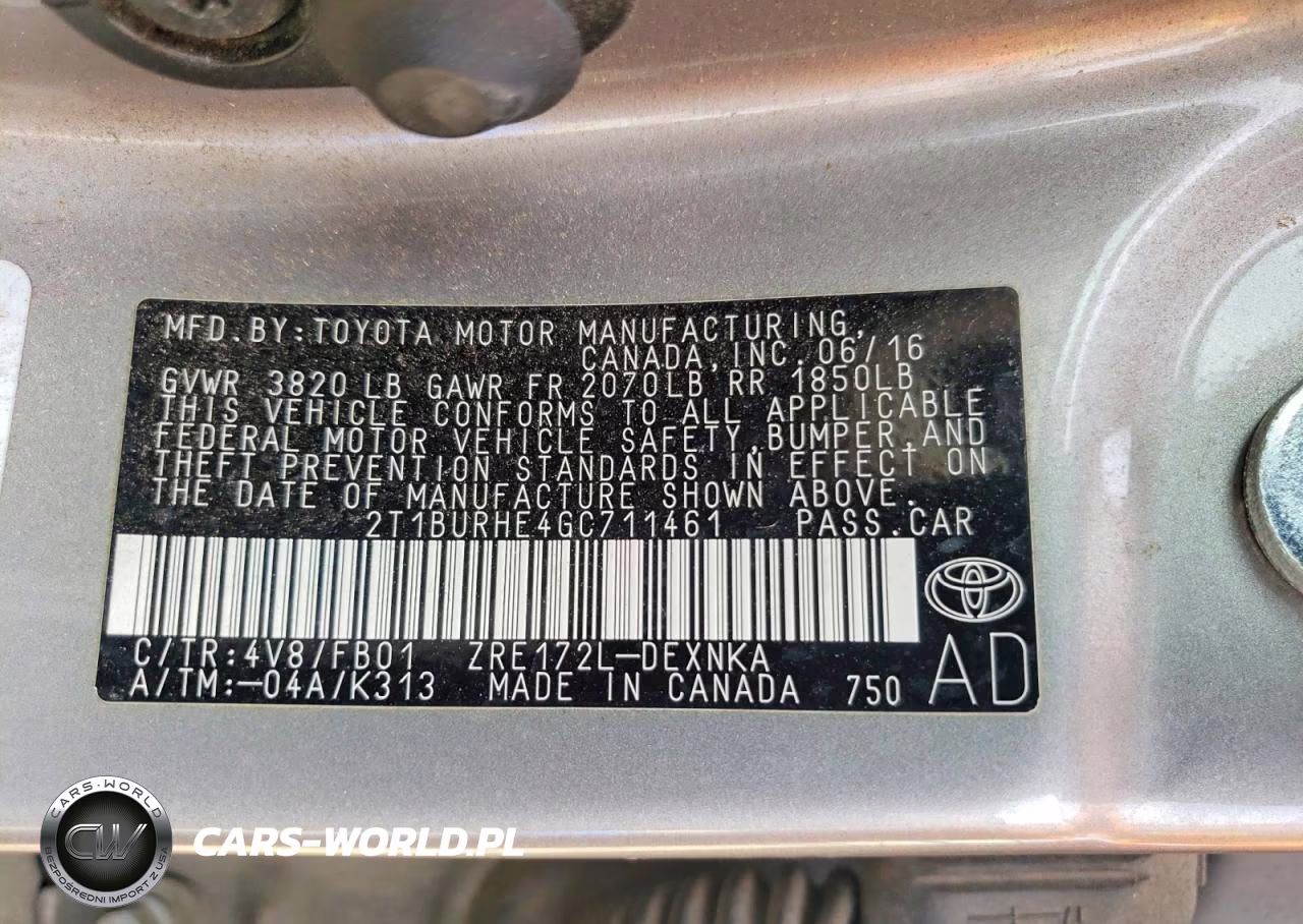 2016 Toyota Corolla Le VIN:2T1BURHE4GC711461 - 12
