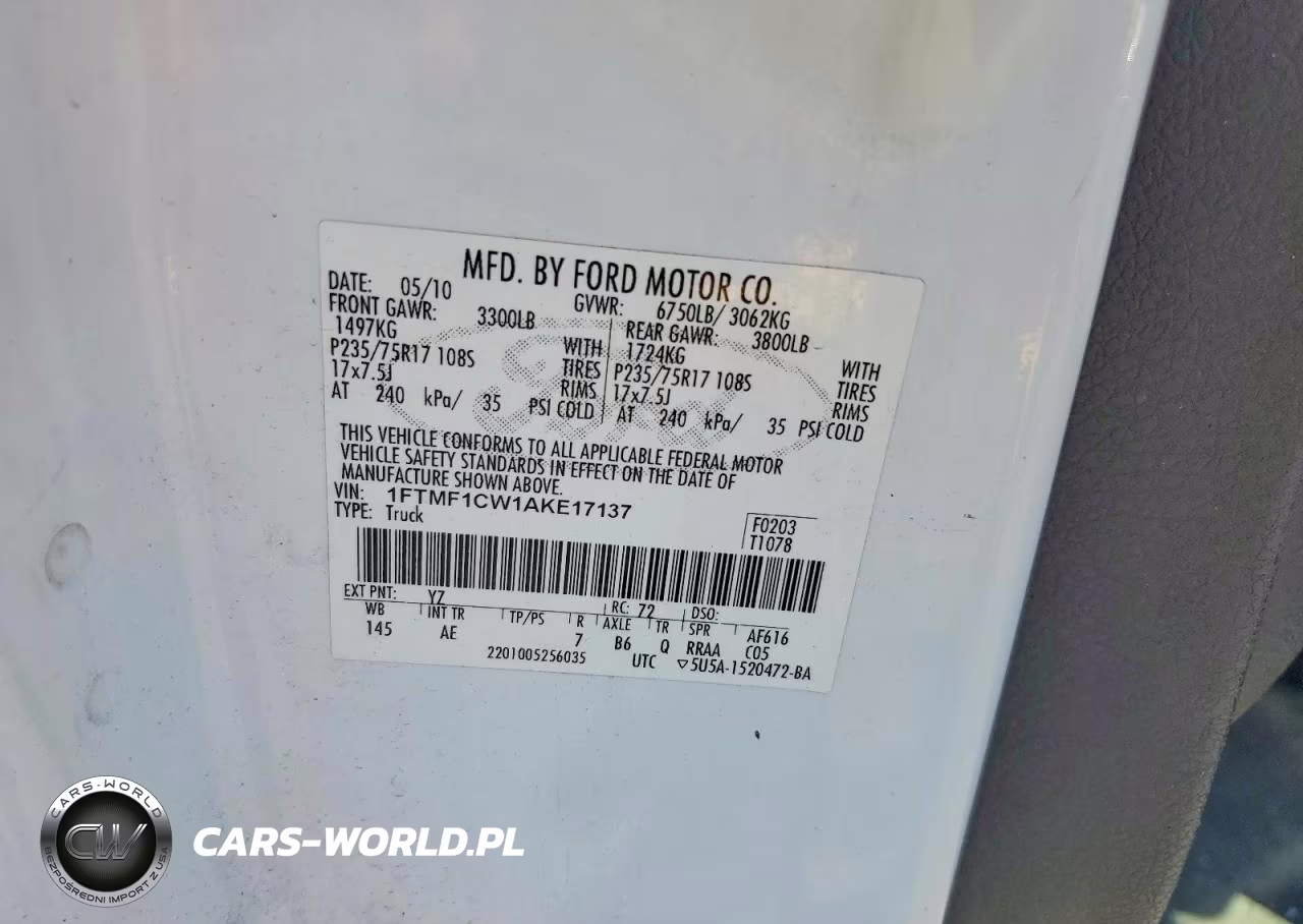2010 Ford F150 VIN:1FTMF1CW1AKE17137 - 12