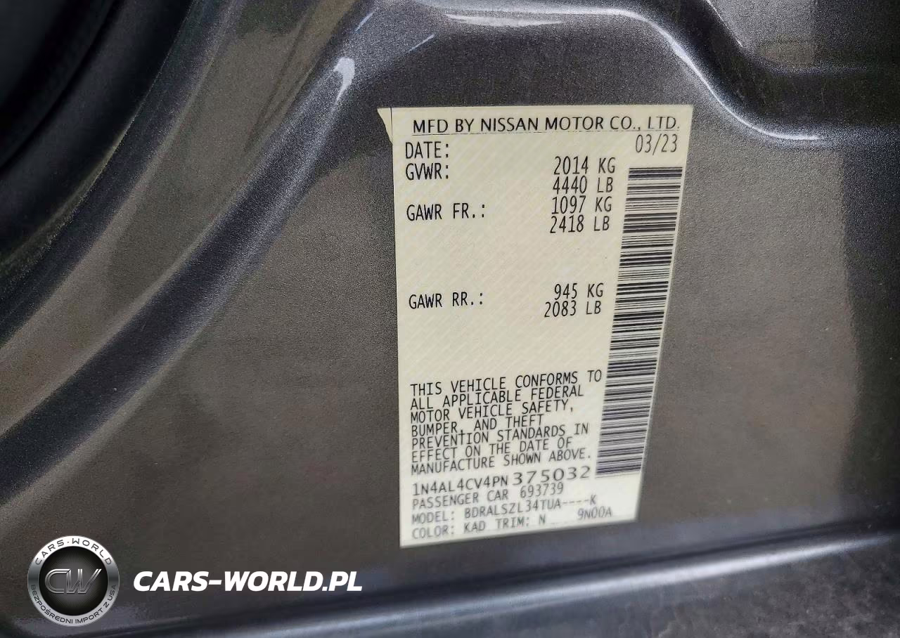 2023 Nissan Altima Sr VIN:1N4AL4CV4PN375032 - 12