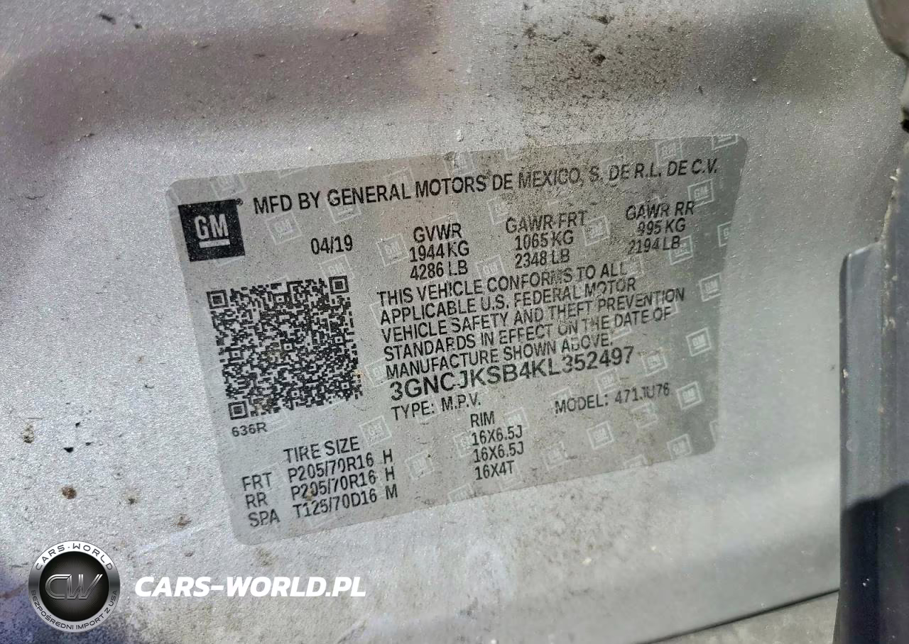 2019 Chevrolet Trax Ls VIN:3GNCJKSB4KL352497 - 13