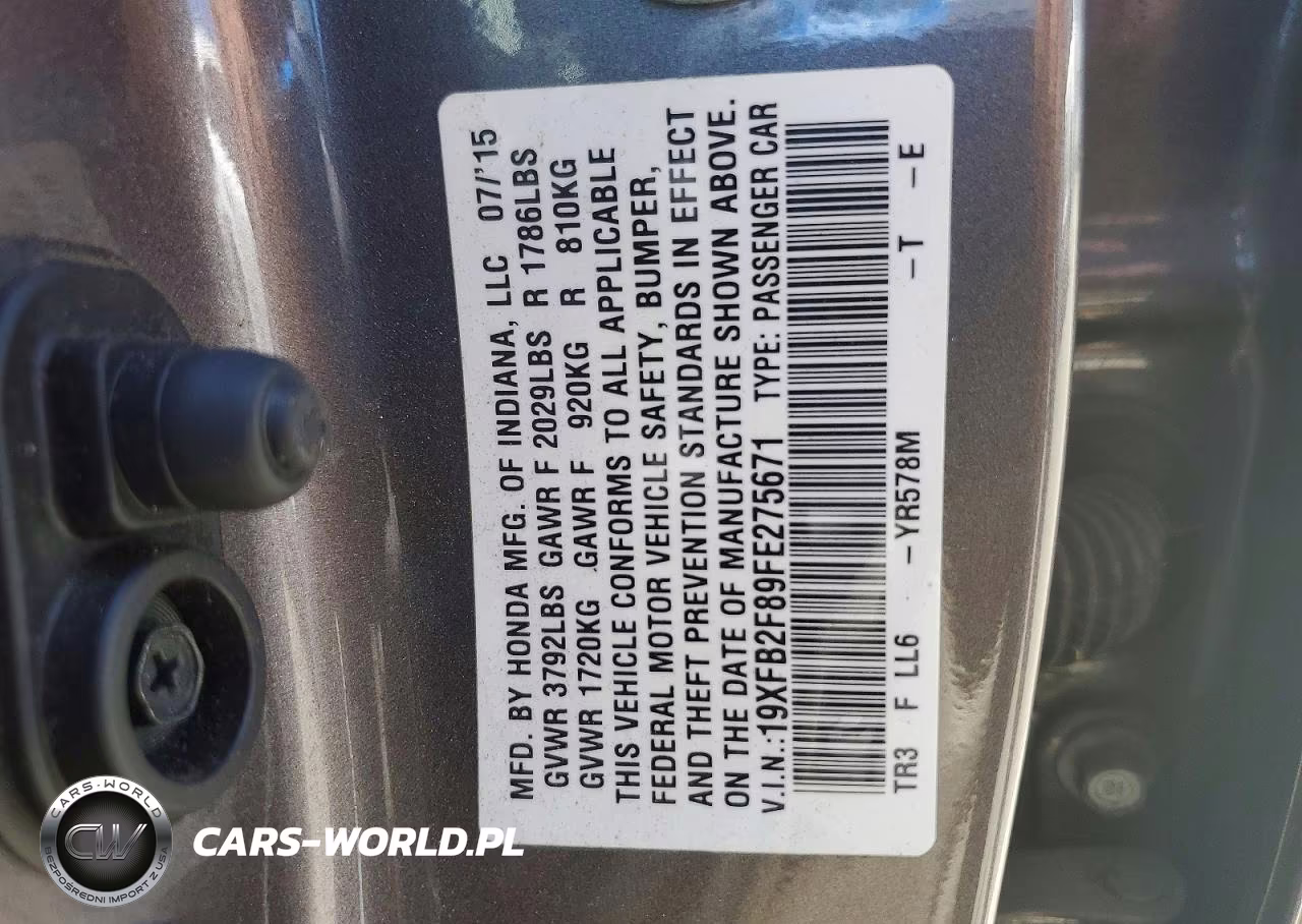 2015 Honda Civic Ex VIN:19XFB2F89FE275671 - 12