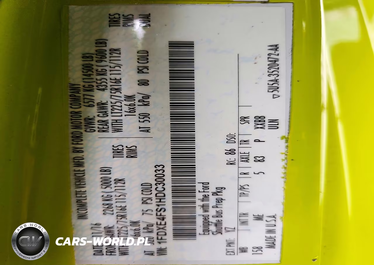 2017 Ford E 450 VIN:1FDXE4FS1HDC30033 - 13