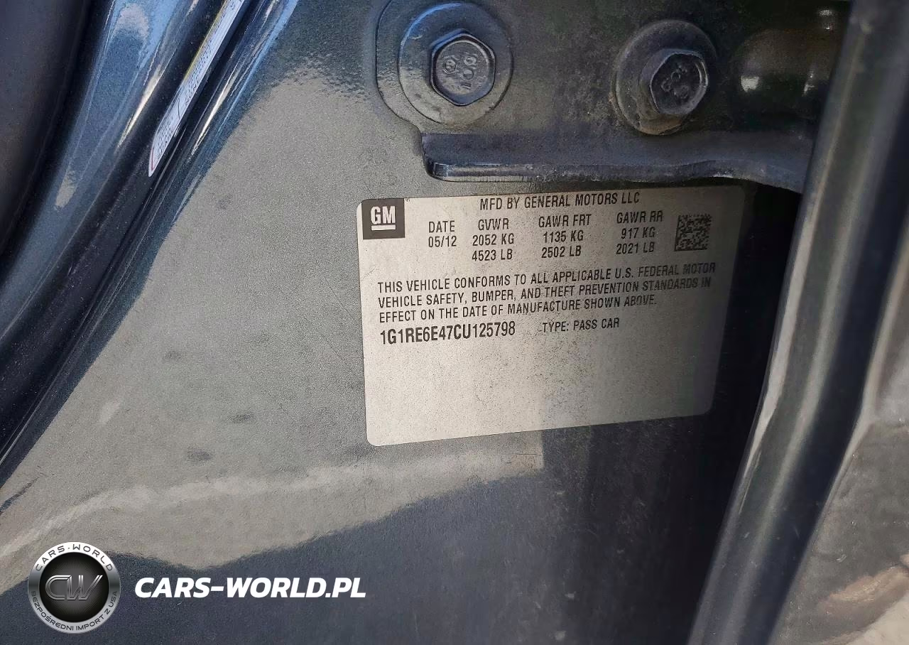 2012 Chevrolet Volt VIN:1G1RE6E47CU125798 - 12