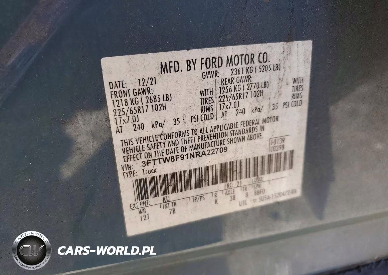 2022 Ford Maverick Xl VIN:3FTTW8F91NRA22709 - 12