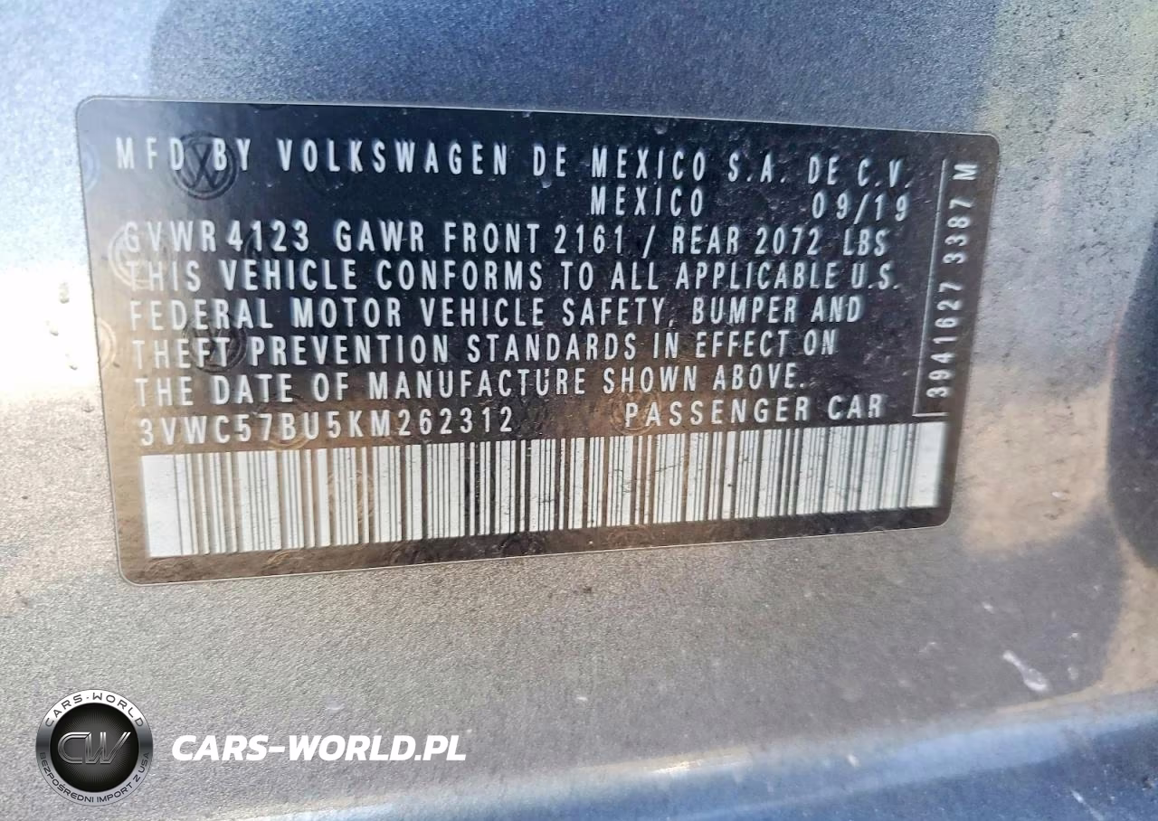 2019 Volkswagen Jetta S VIN:3VWC57BU5KM262312 - 12