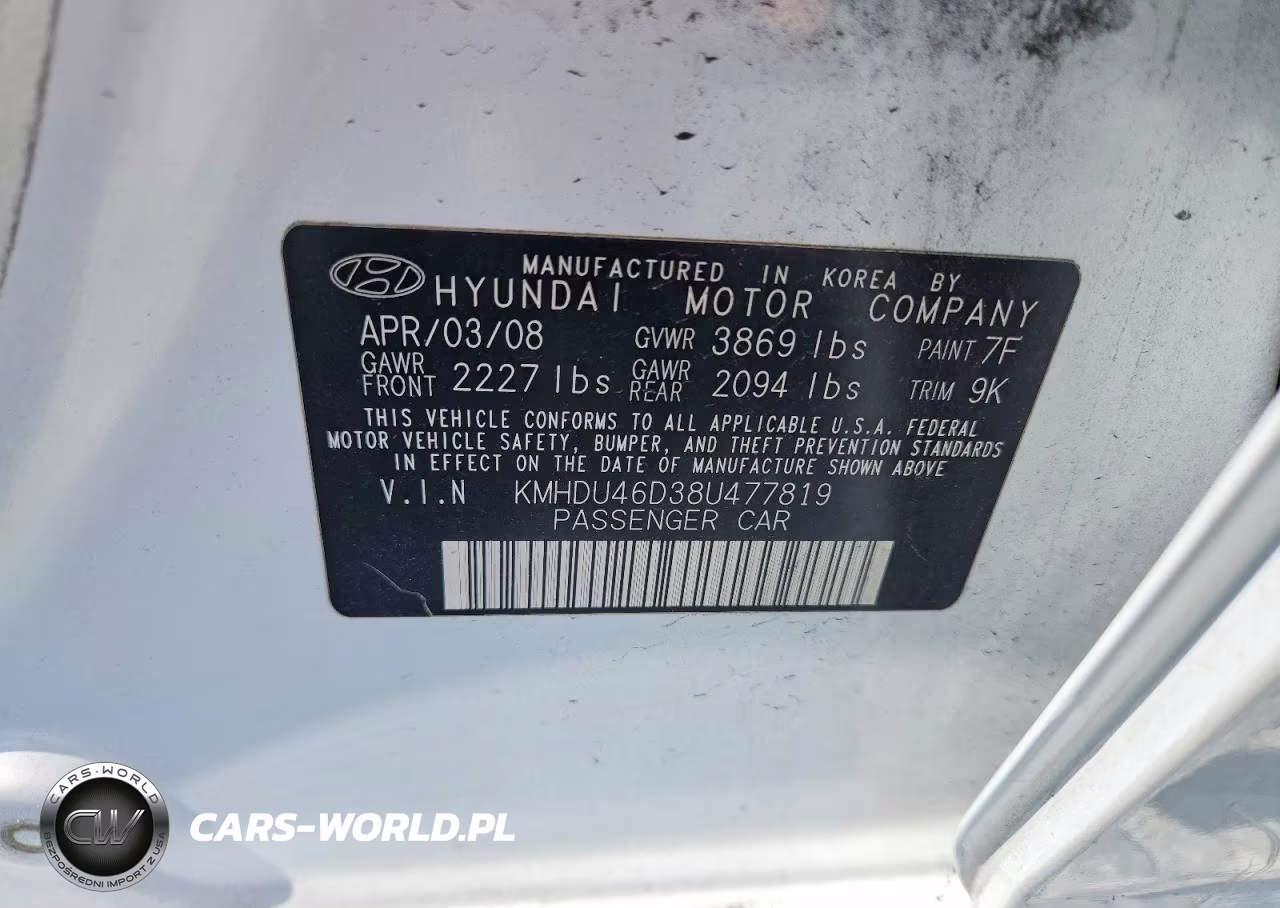 2008 Hyundai Elantra Gls VIN:KMHDU46D38U477819 - 13