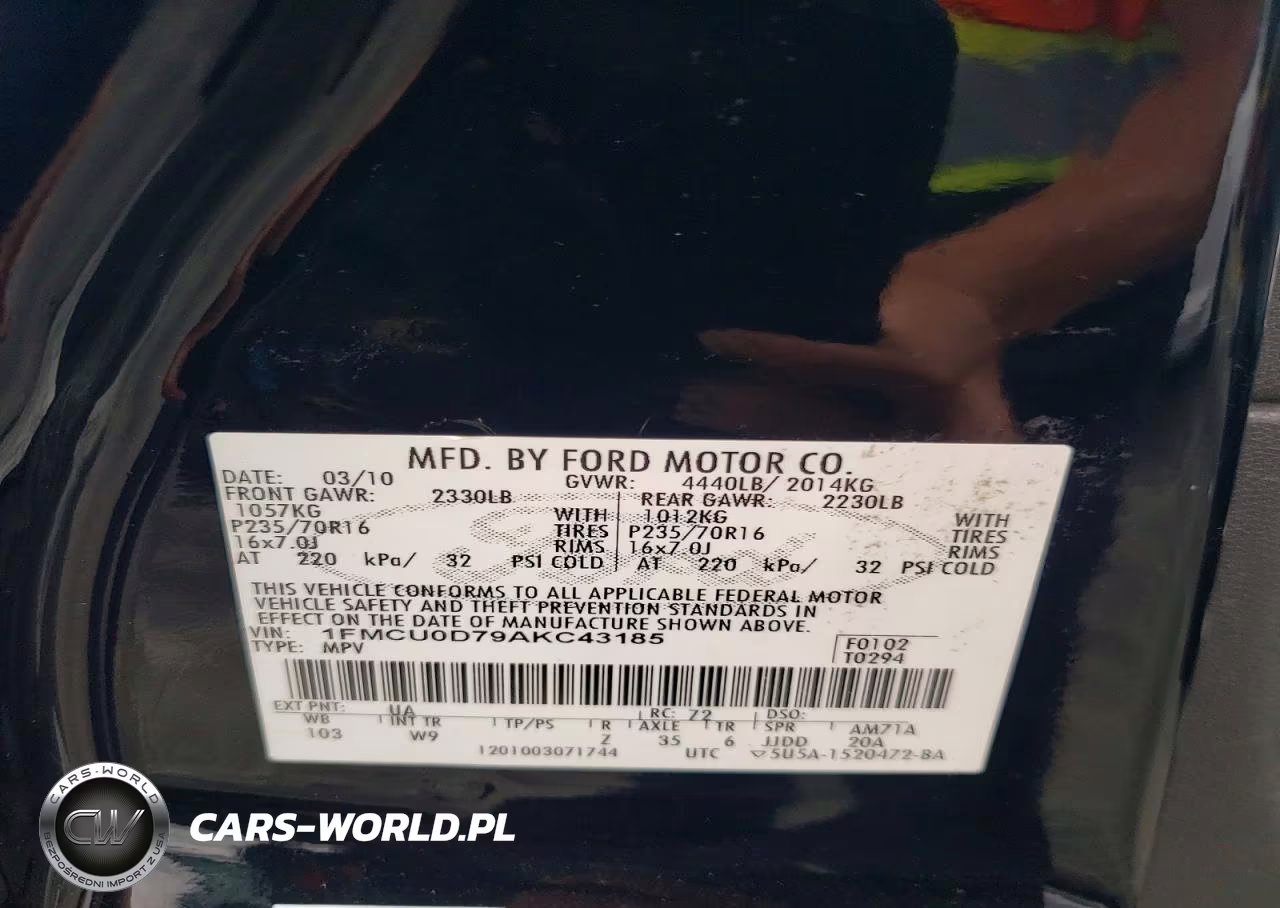 2010 Ford Escape Xlt VIN:1FMCU0D79AKC43185 - 12