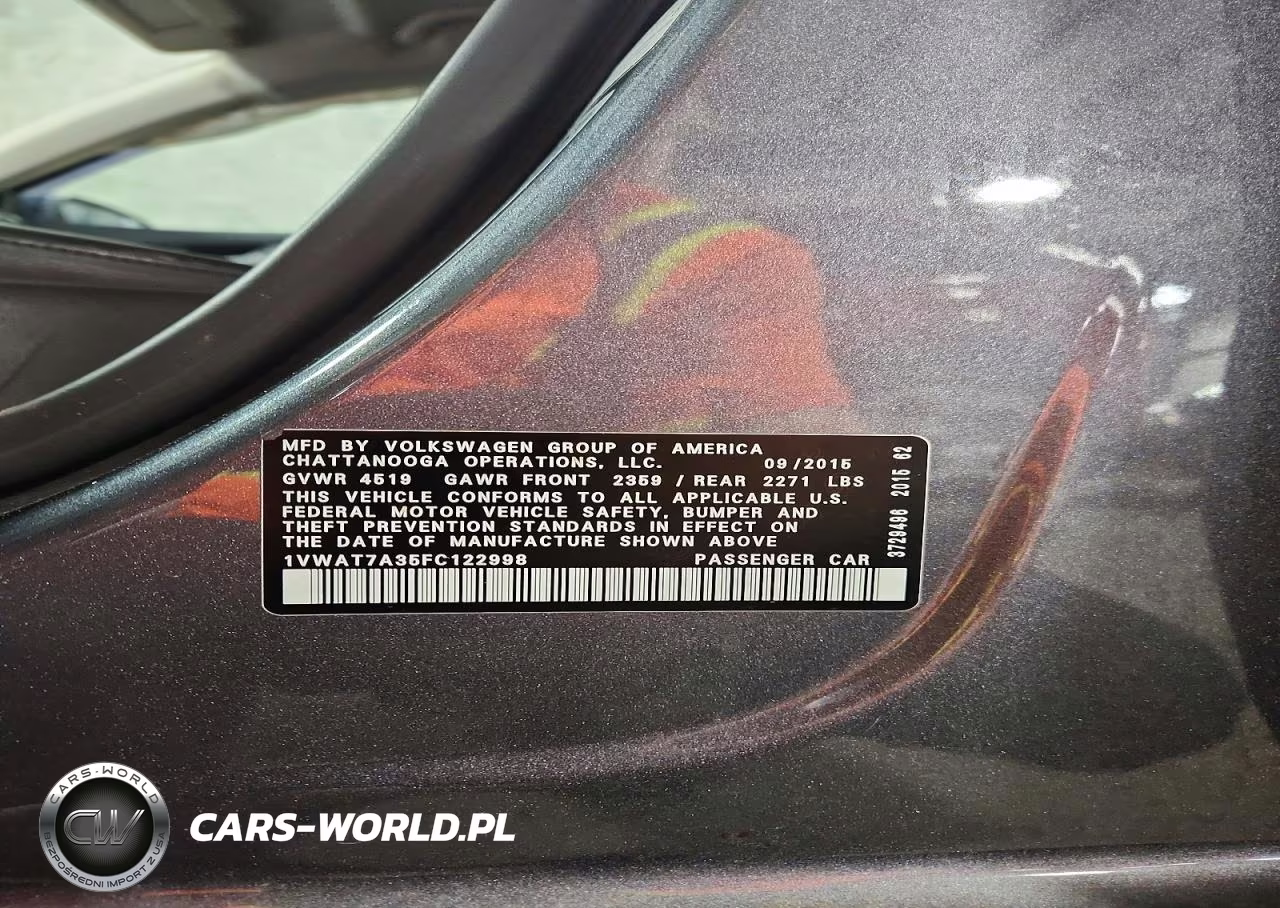 2015 Volkswagen Passat S VIN:1VWAT7A35FC122998 - 12