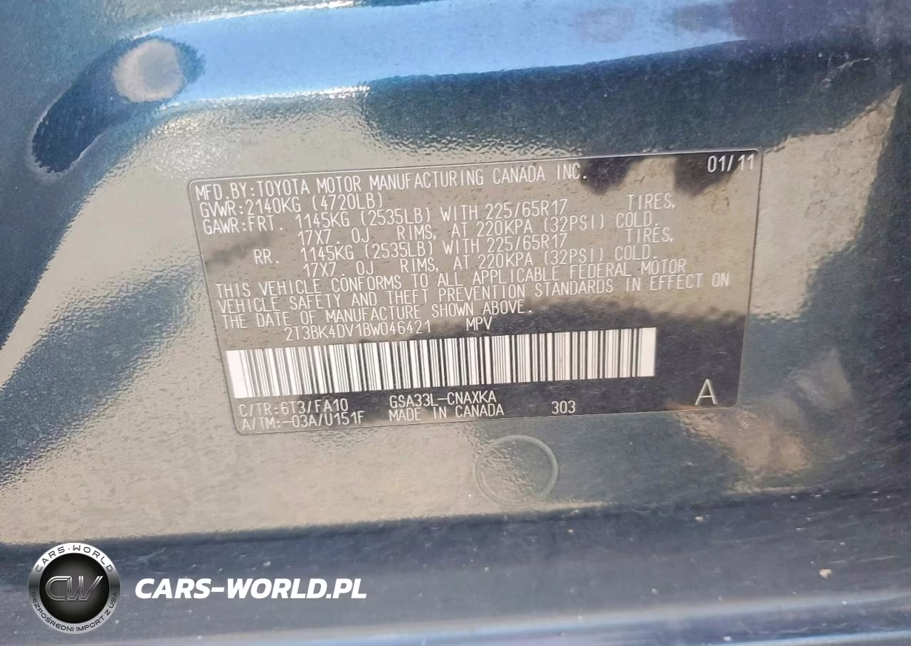 2011 Toyota Rav4 Base VIN:2T3BK4DV1BW046421 - 12
