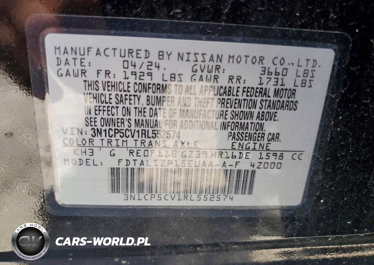 2024 Nissan Kicks Sv VIN:3N1CP5CV1RL552574 - 13