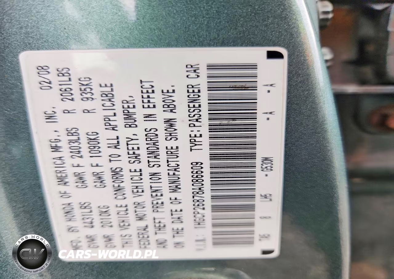 2008 Honda Accord Exl VIN:1HGCP26878A086609 - 12