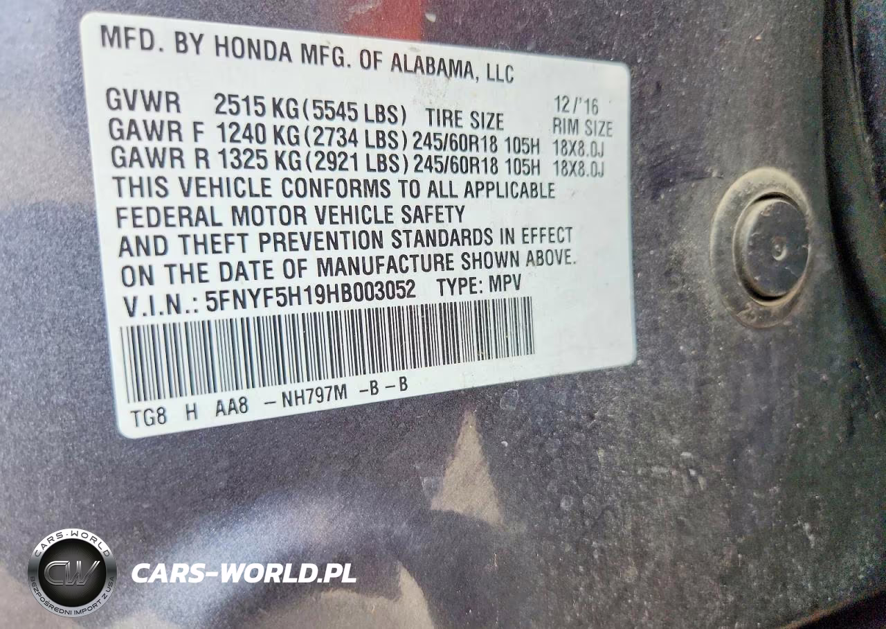 2017 Honda Pilot Lx VIN:5FNYF5H19HB003052 - 13