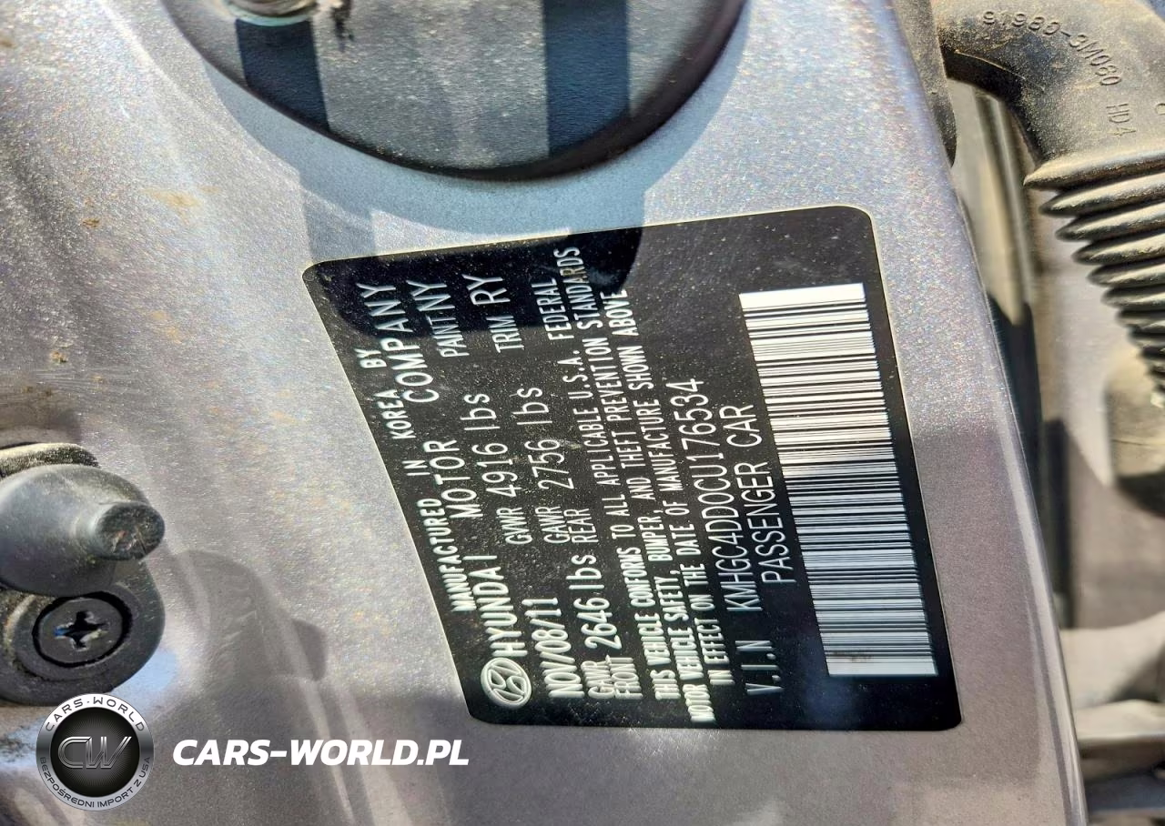 2012 Hyundai Genesis 3.8L VIN:KMHGC4DD0CU176534 - 12