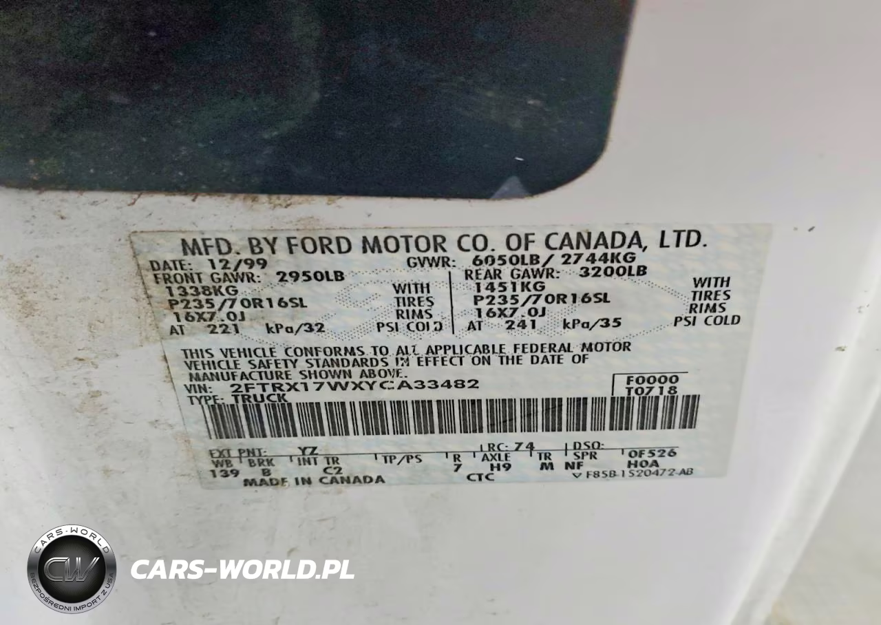 2000 Ford F150 VIN:2FTRX17WXYCA33482 - 13