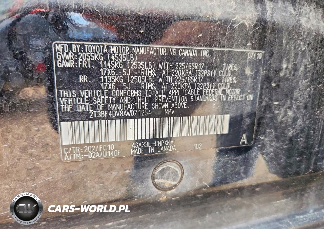 2010 Toyota Rav4 Base VIN:2T3BF4DV8AW071254 - 13