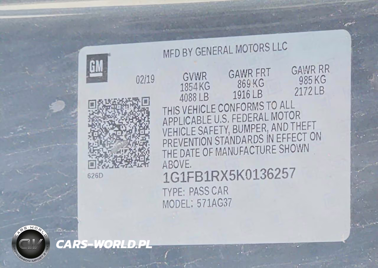 2019 CHEVROLET CAMARO LS VIN:1G1FB1RX5K0136257 - 13