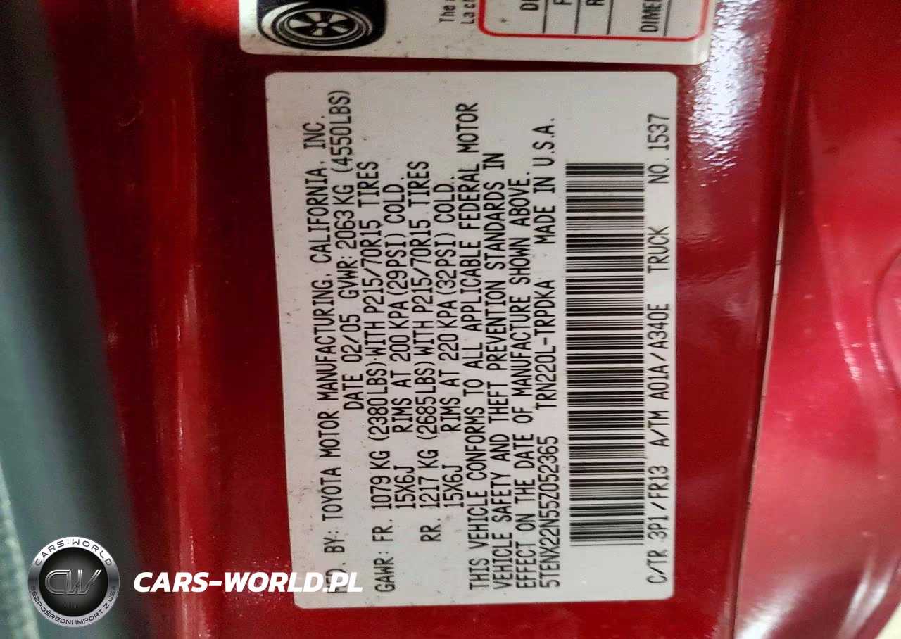 2005 Toyota Tacoma Base VIN:5TENX22N55Z052365 - 12