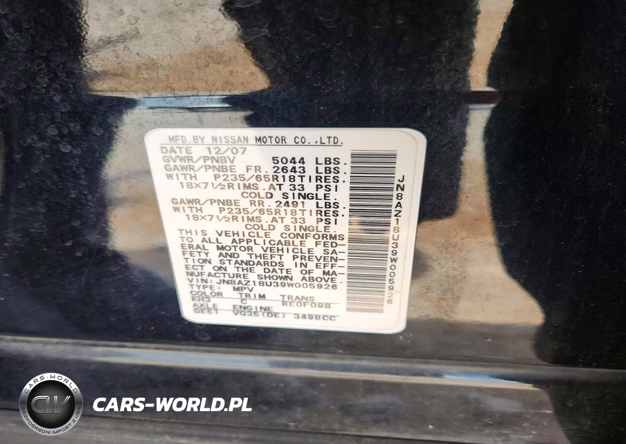 2009 Nissan Murano S VIN:JN8AZ18U39W005926 - 13