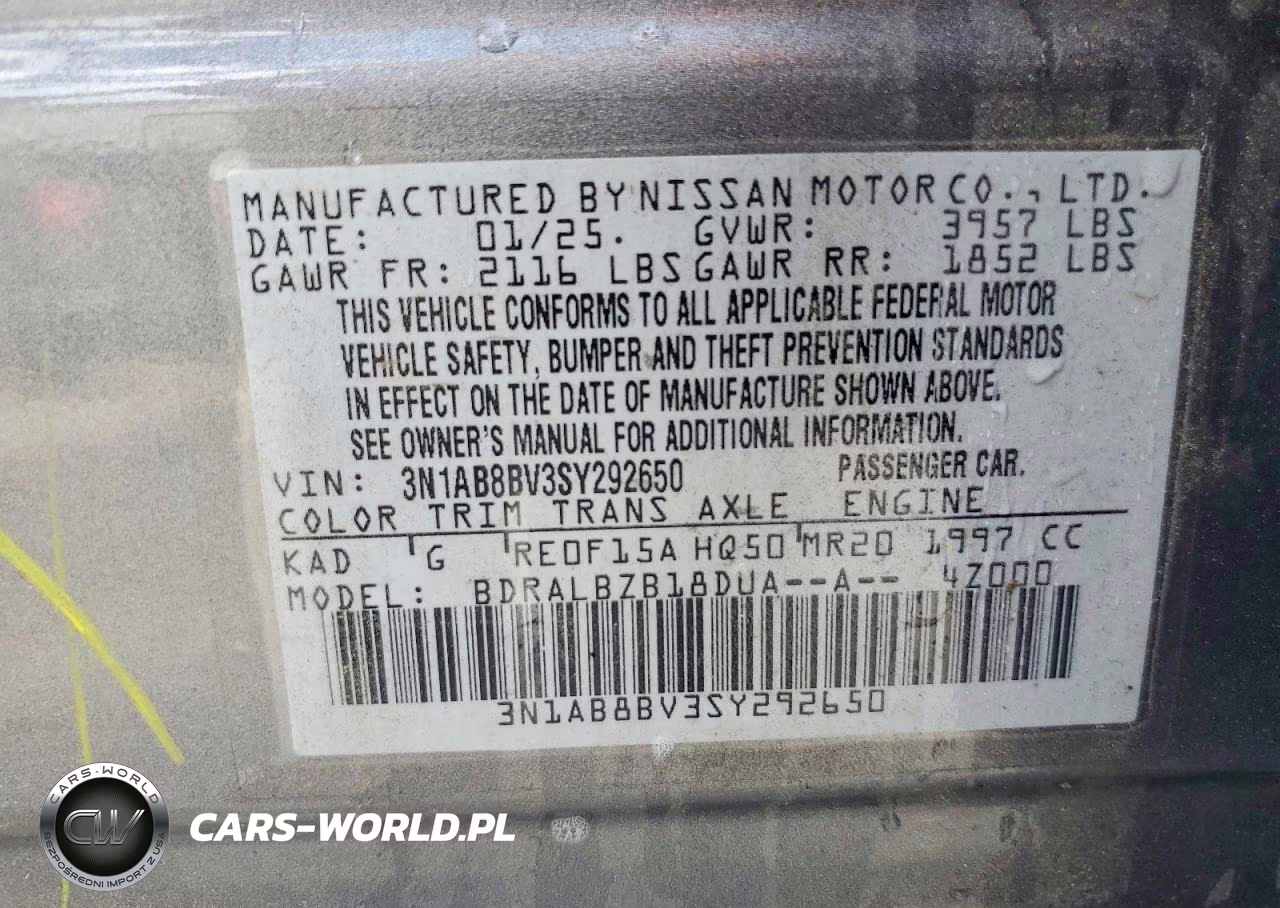 2025 Nissan Sentra S VIN:3N1AB8BV3SY292650 - 13