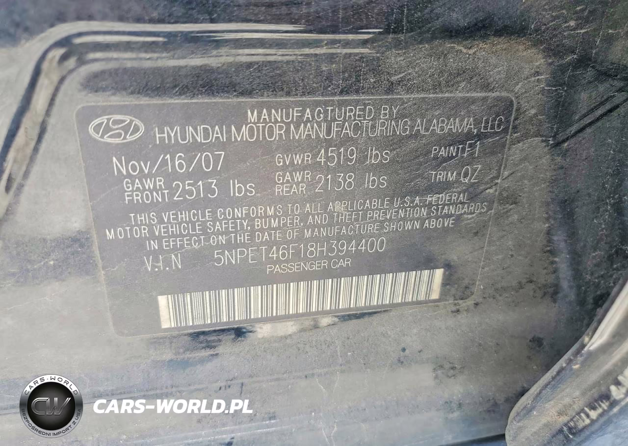 2008 Hyundai Sonata Gls VIN:5NPET46F18H394400 - 12