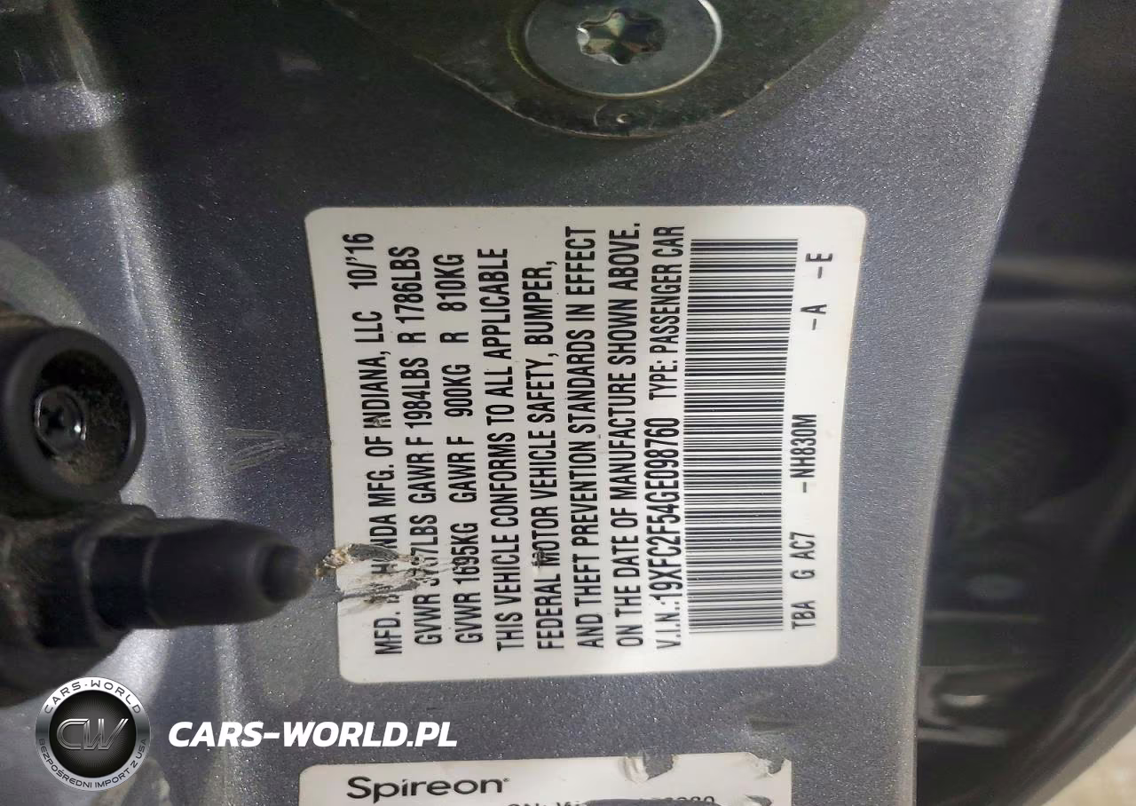 2016 Honda Civic Lx VIN:19XFC2F54GE098760 - 12