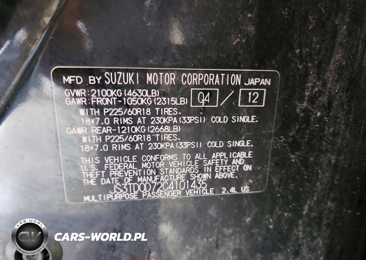 2012 Suzuki Grand Vitara Jlx VIN:JS3TD0D72C4101435 - 12