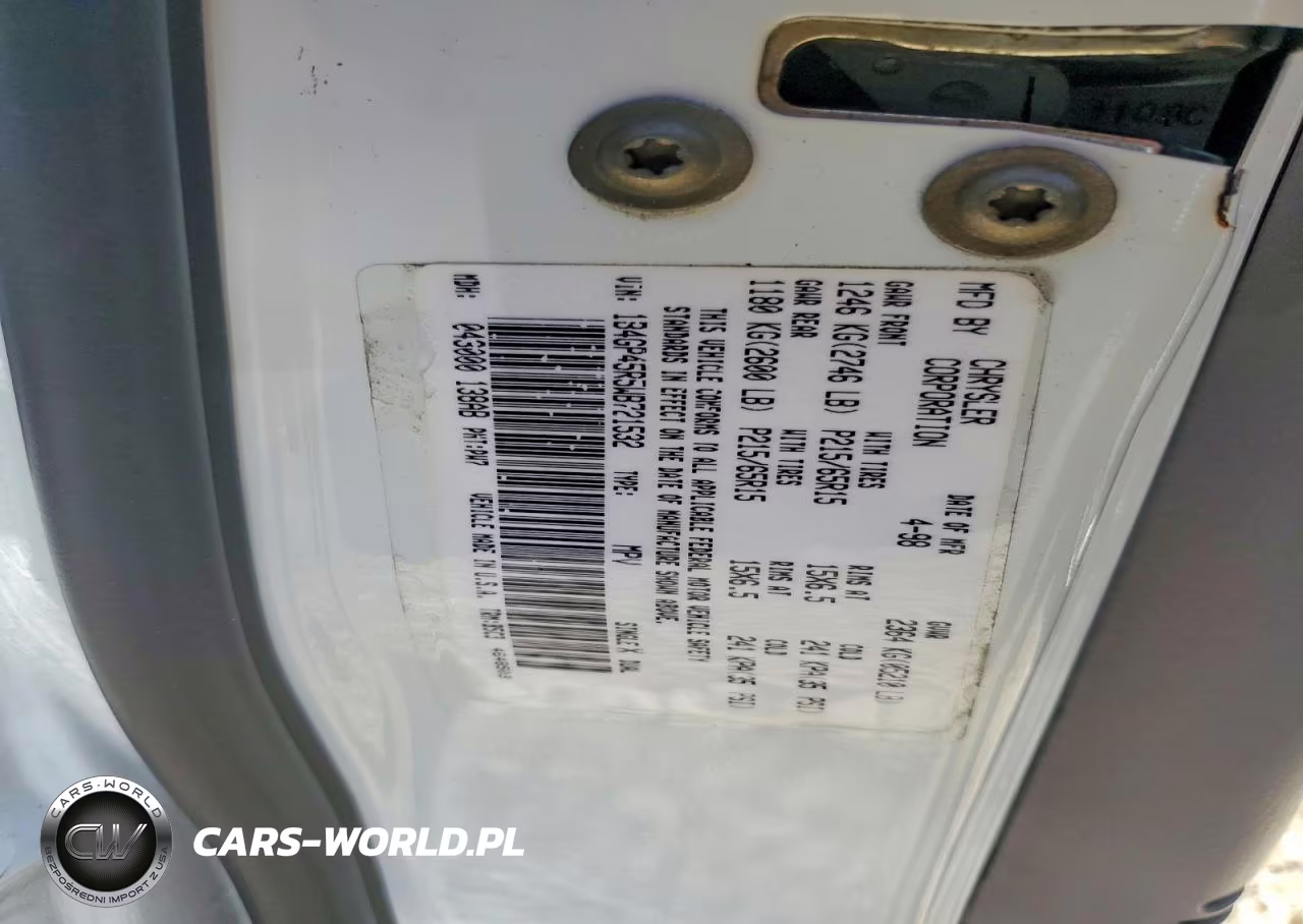 1998 Dodge Caravan Se VIN:1B4GP45R5WB721532 - 13