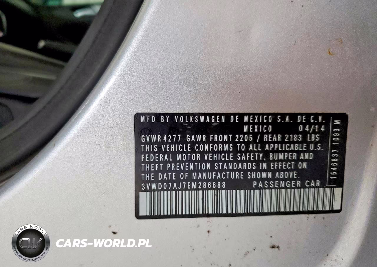2014 Volkswagen Jetta Se VIN:3VWD07AJ7EM286688 - 12