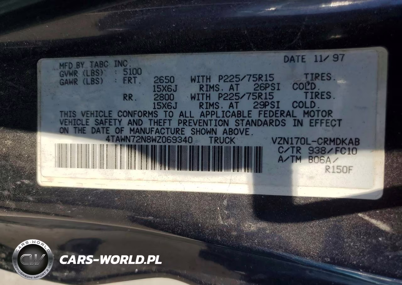 1998 Toyota Tacoma Xtracab VIN:4TAWN72N8WZ069340 - 12