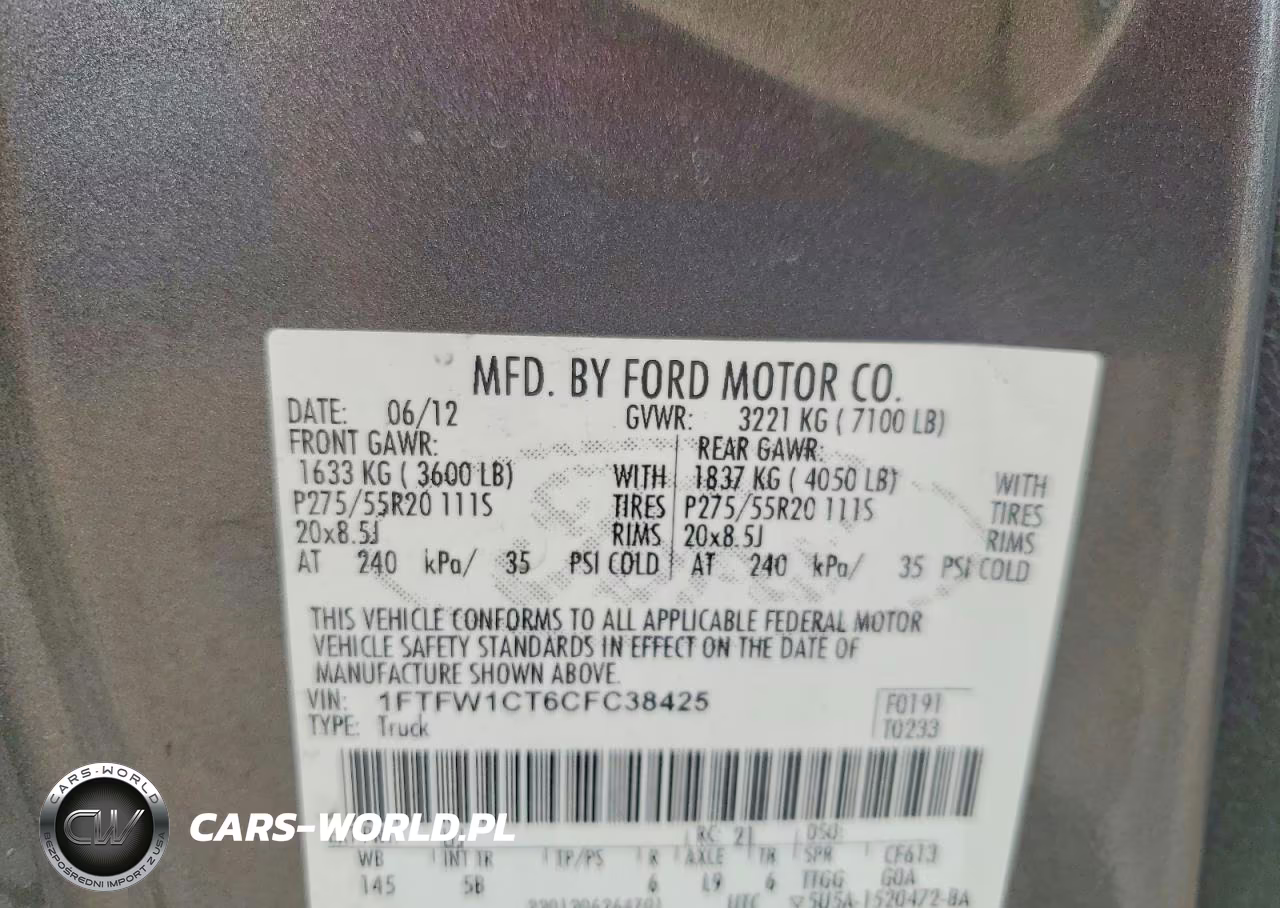 2012 Ford F150 Supercrew VIN:1FTFW1CT6CFC38425 - 13