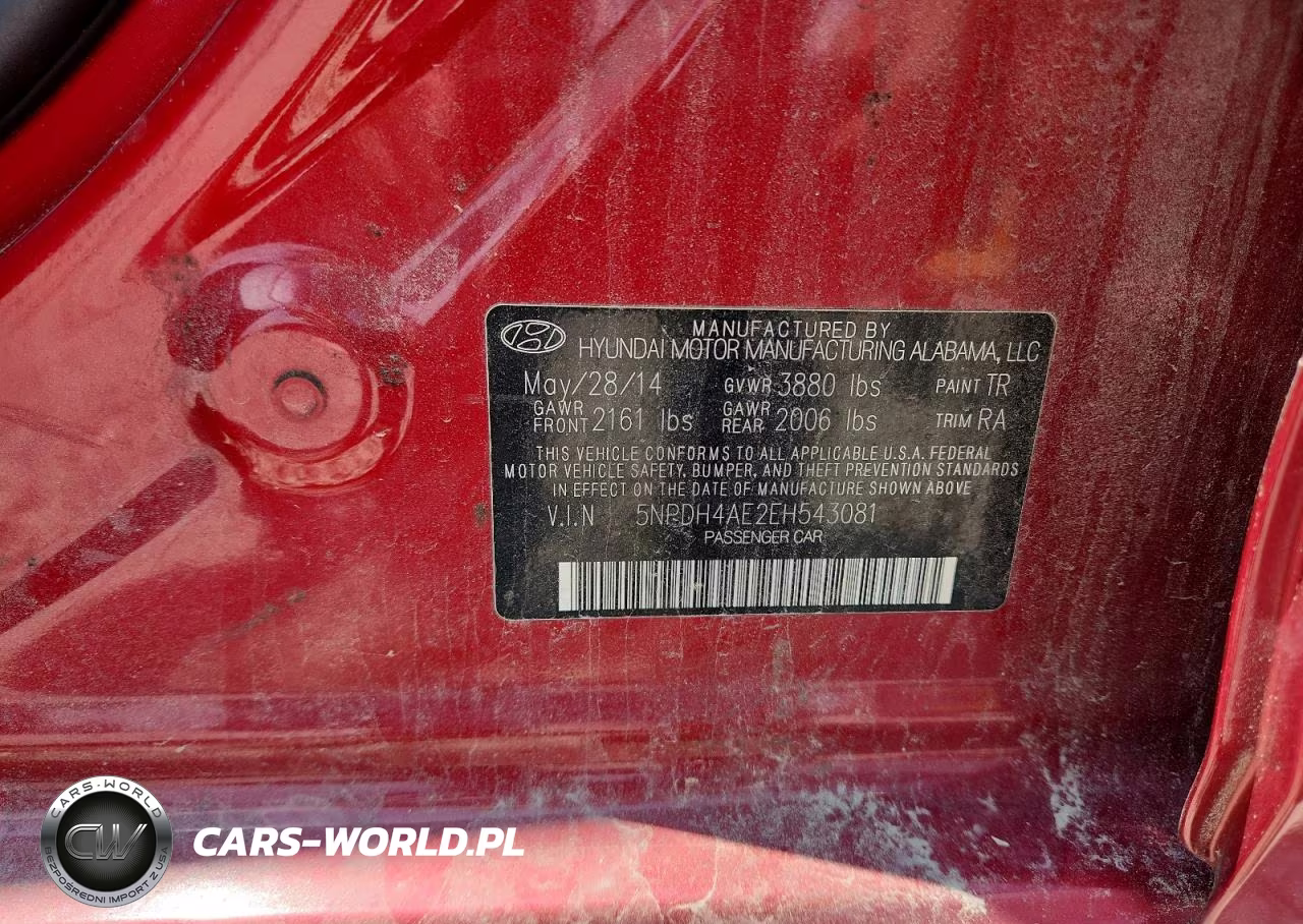 2014 Hyundai Elantra Se VIN:5NPDH4AE2EH543081 - 12