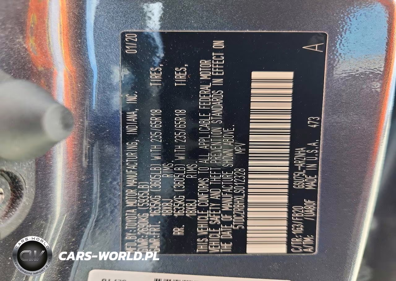 2020 Toyota Highlander L VIN:5TDCZRBHXLS012328 - 13