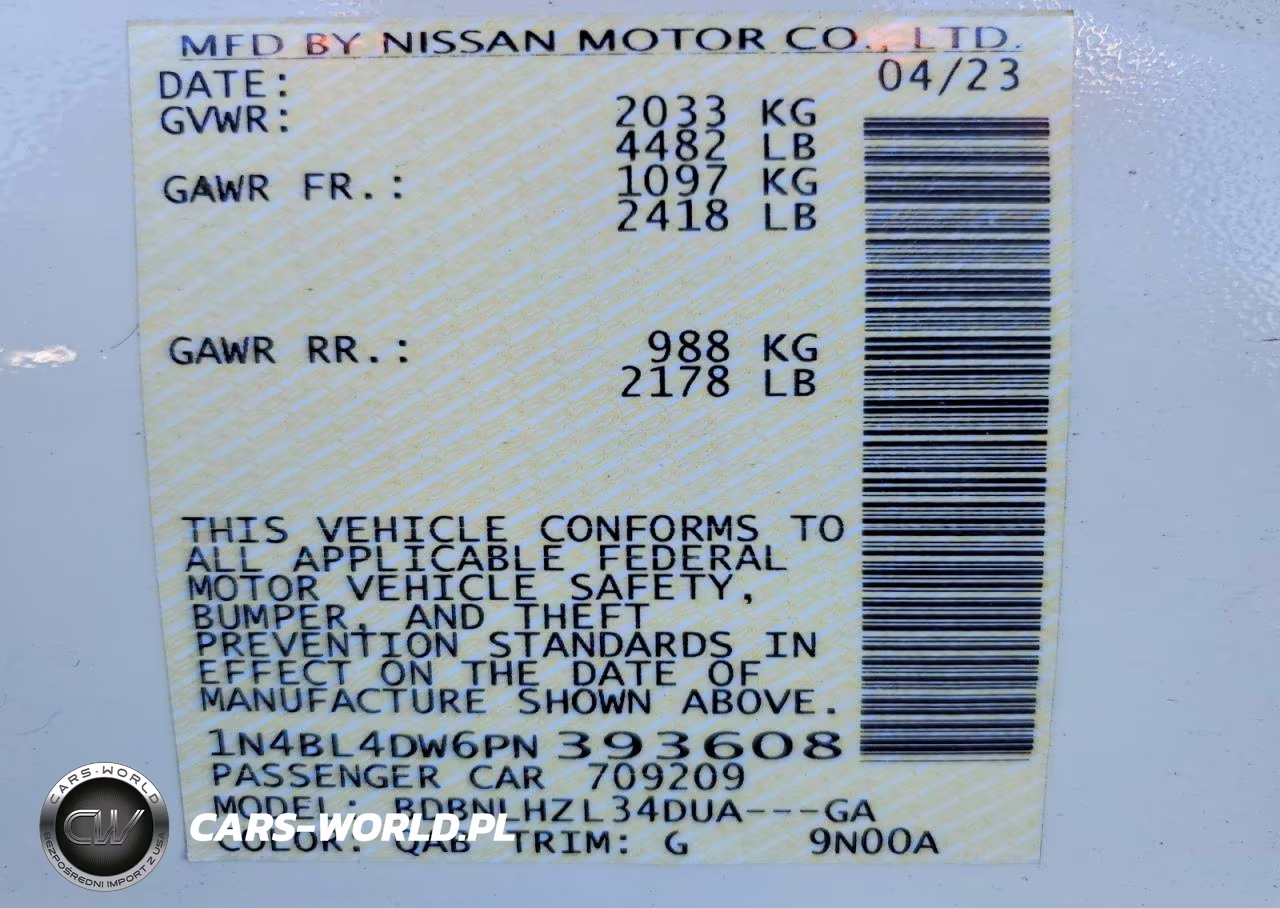 2023 Nissan Altima Sv VIN:1N4BL4DW6PN393608 - 13