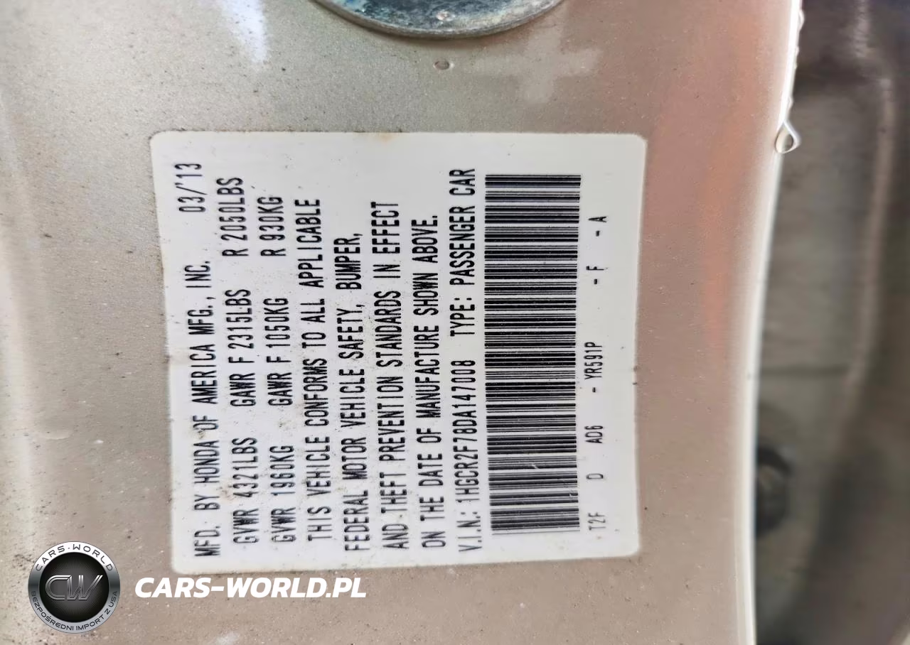 2013 Honda Accord Ex VIN:1HGCR2F78DA147008 - 13