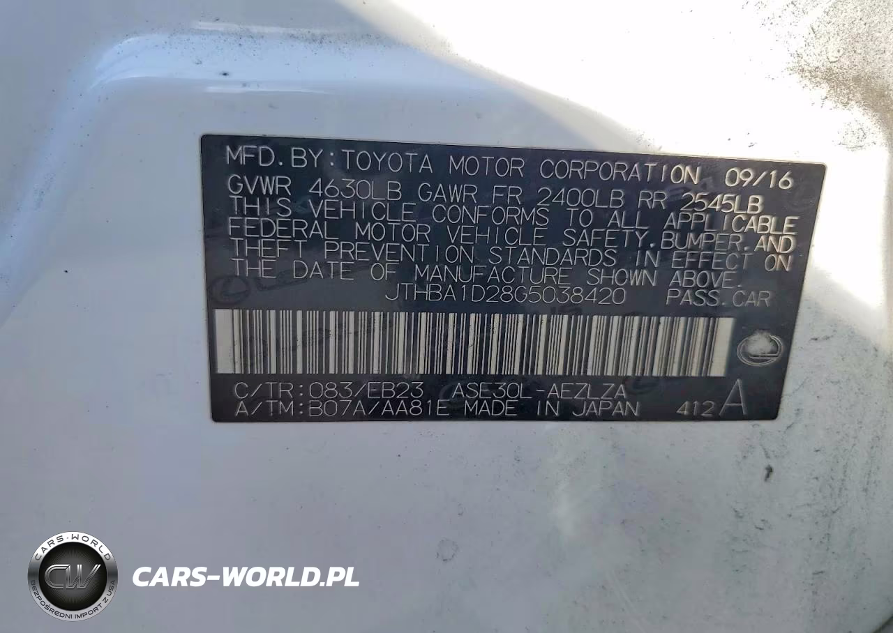 2016 Lexus Is 200T VIN:JTHBA1D28G5038420 - 12