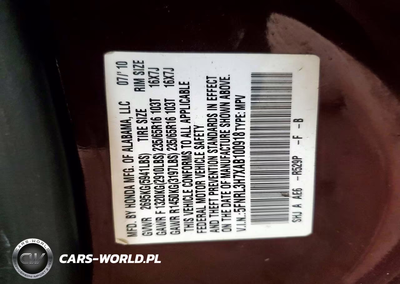 2010 Honda Odyssey Exl VIN:5FNRL3H7XAB100918 - 13