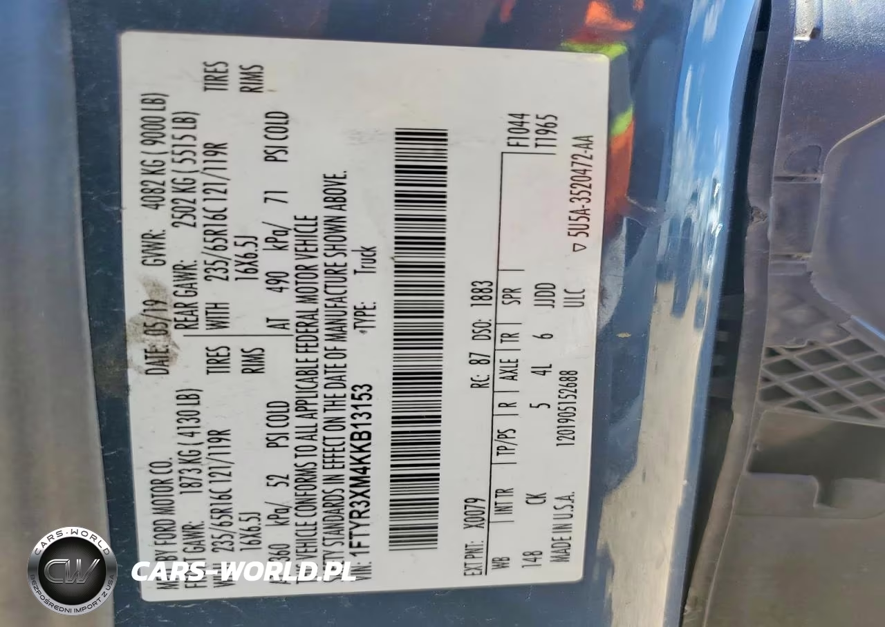2019 Ford Transit T-250 VIN:1FTYR3XM4KKB13153 - 12