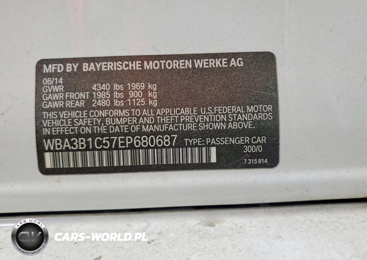 2014 BMW 320 I VIN:WBA3B1C57EP680687 - 12