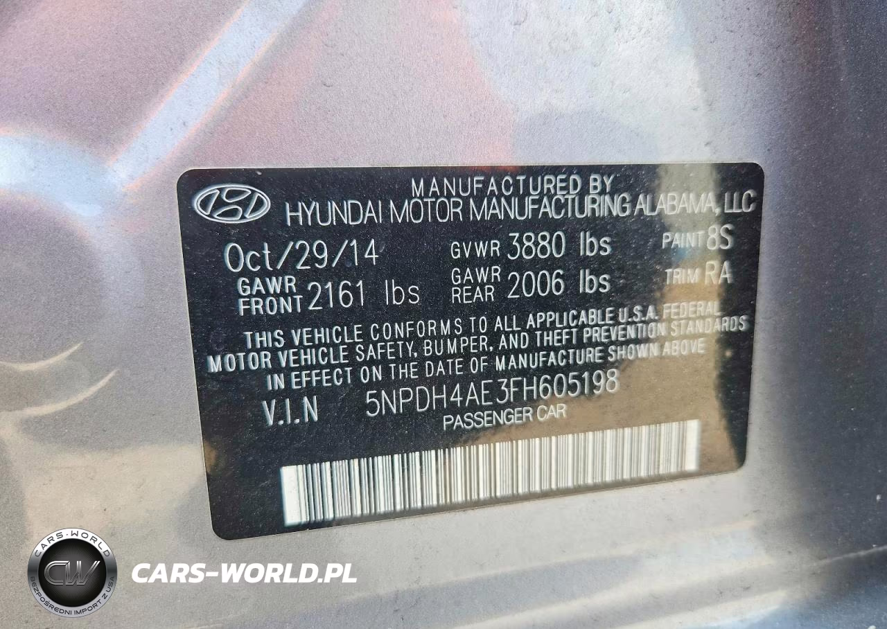 2015 Hyundai Elantra Se VIN:5NPDH4AE3FH605198 - 12