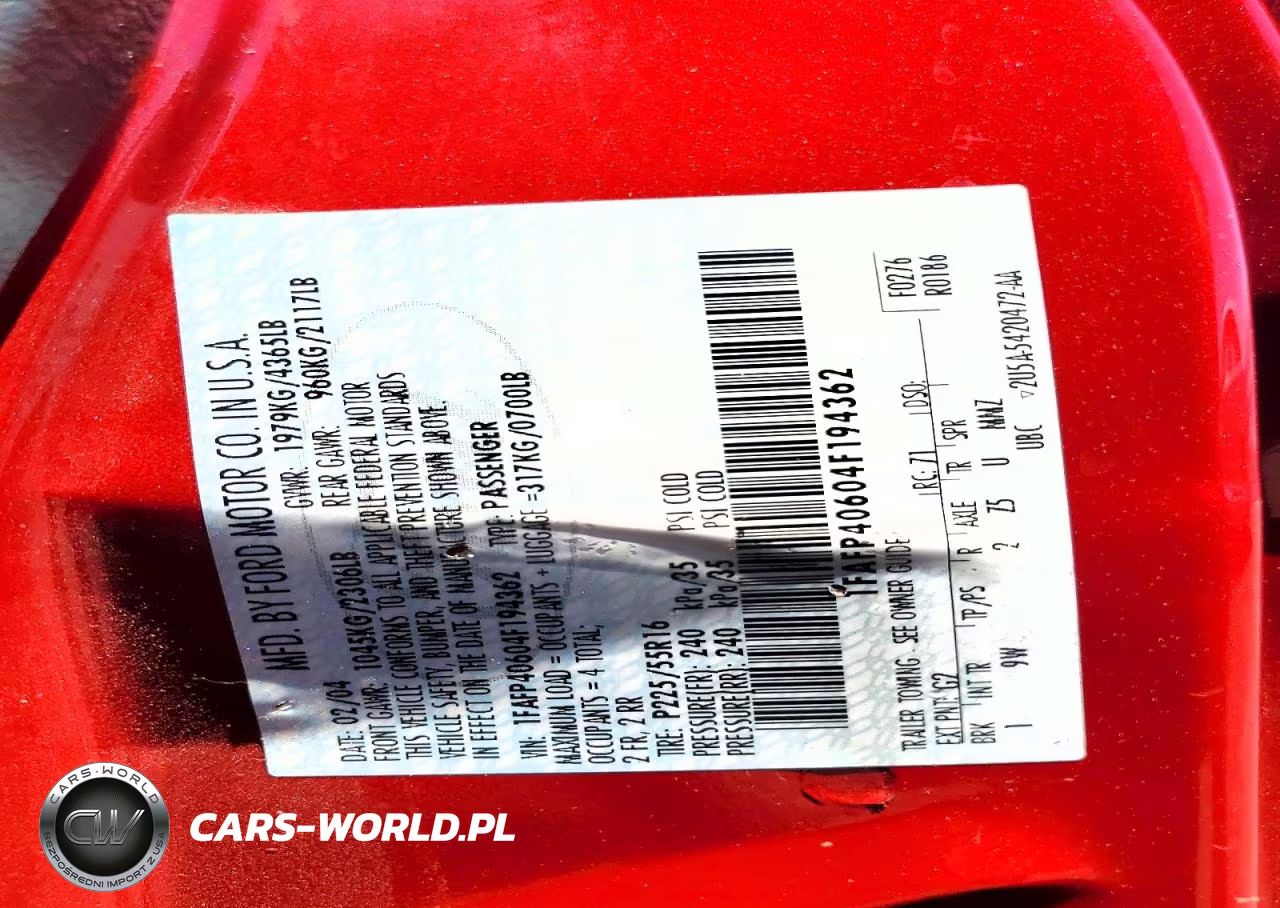 2004 Ford Mustang VIN:1FAFP40604F194362 - 13
