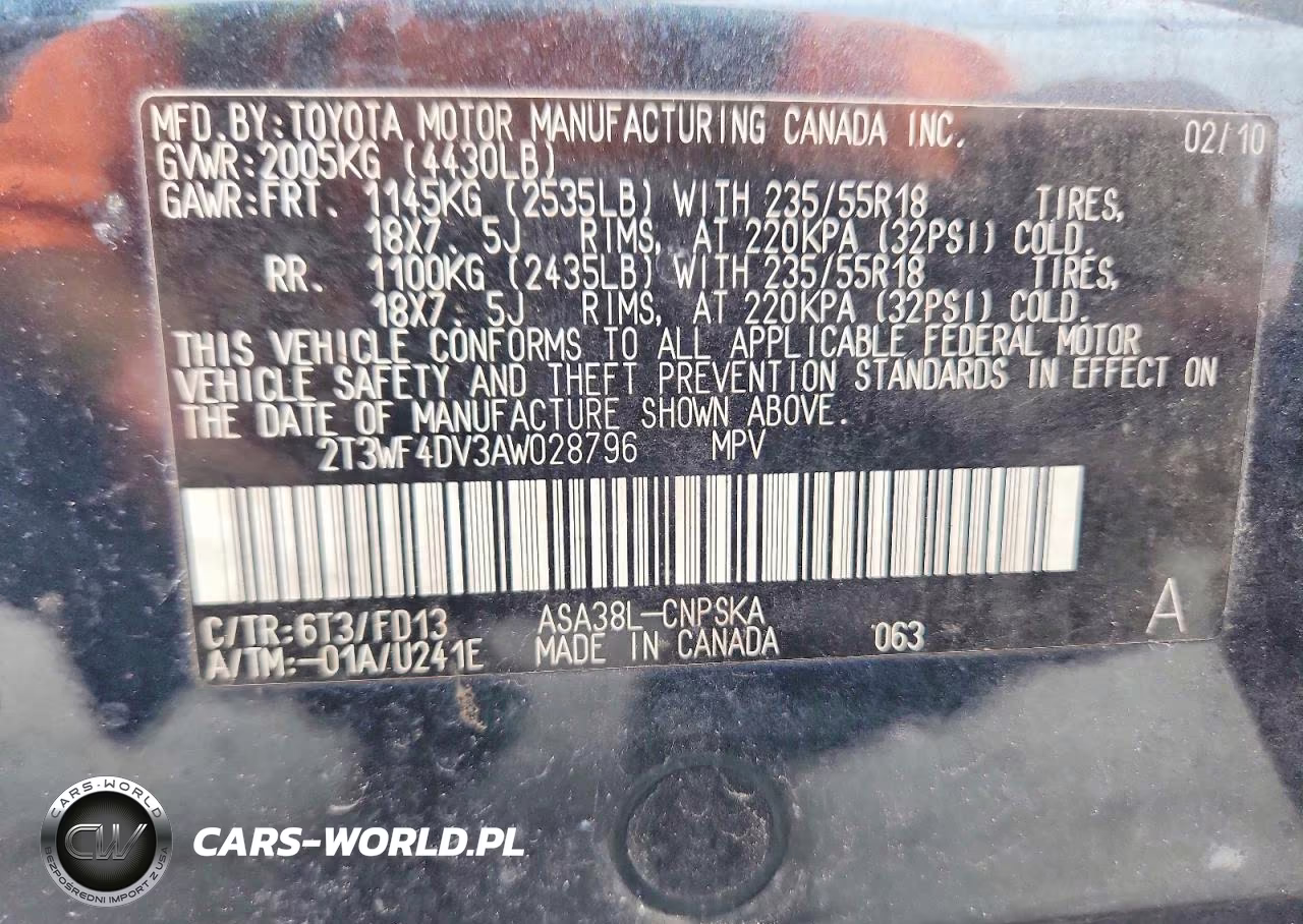 2010 Toyota Rav4 Sport VIN:2T3WF4DV3AW028796 - 13
