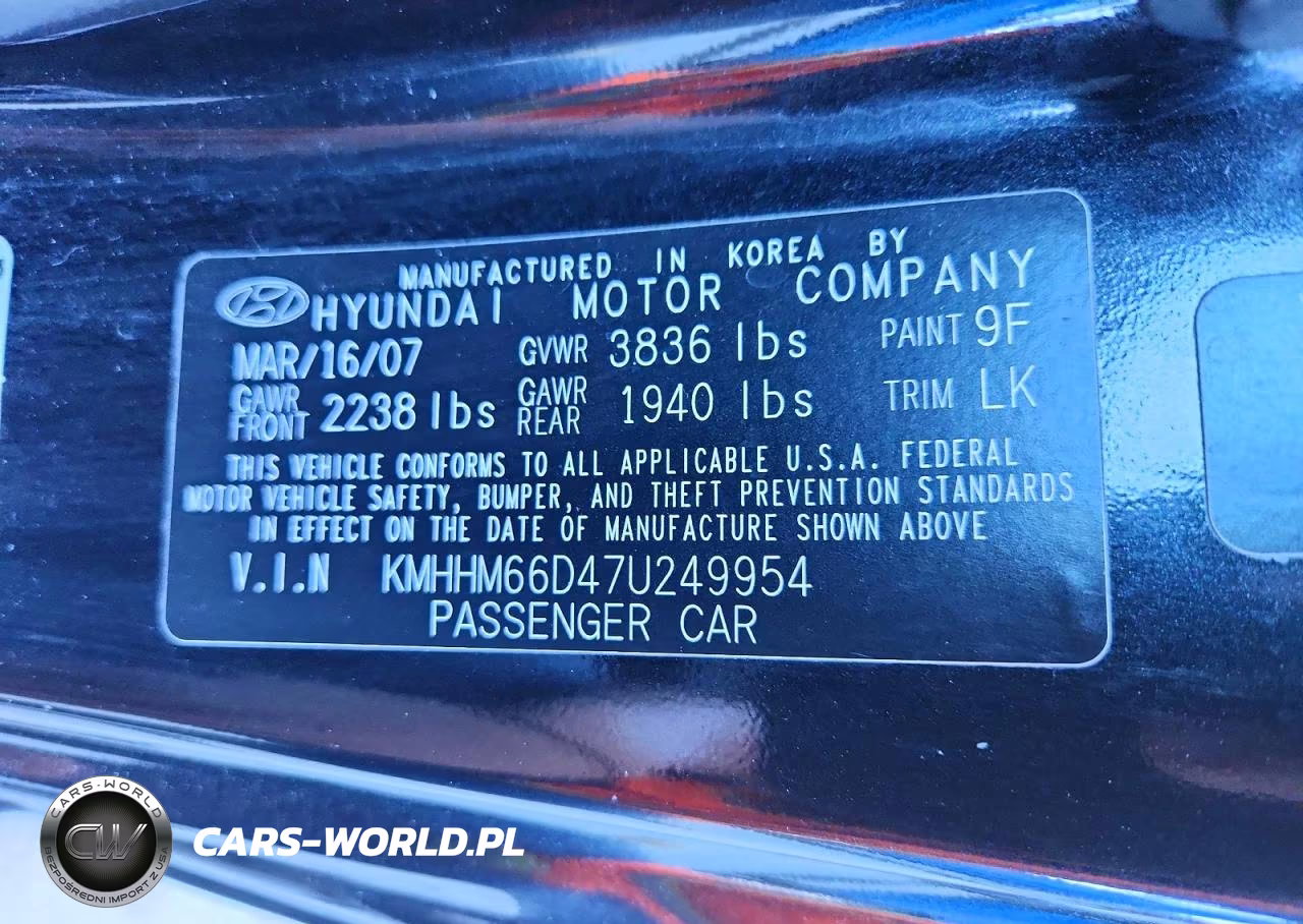 2007 Hyundai Tiburon Gs VIN:KMHHM66D47U249954 - 12