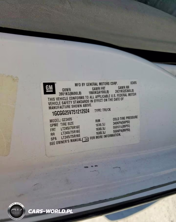 2005 Chevrolet Express 2500 Delivery Van VIN:1GCGG25V751212924 - 12