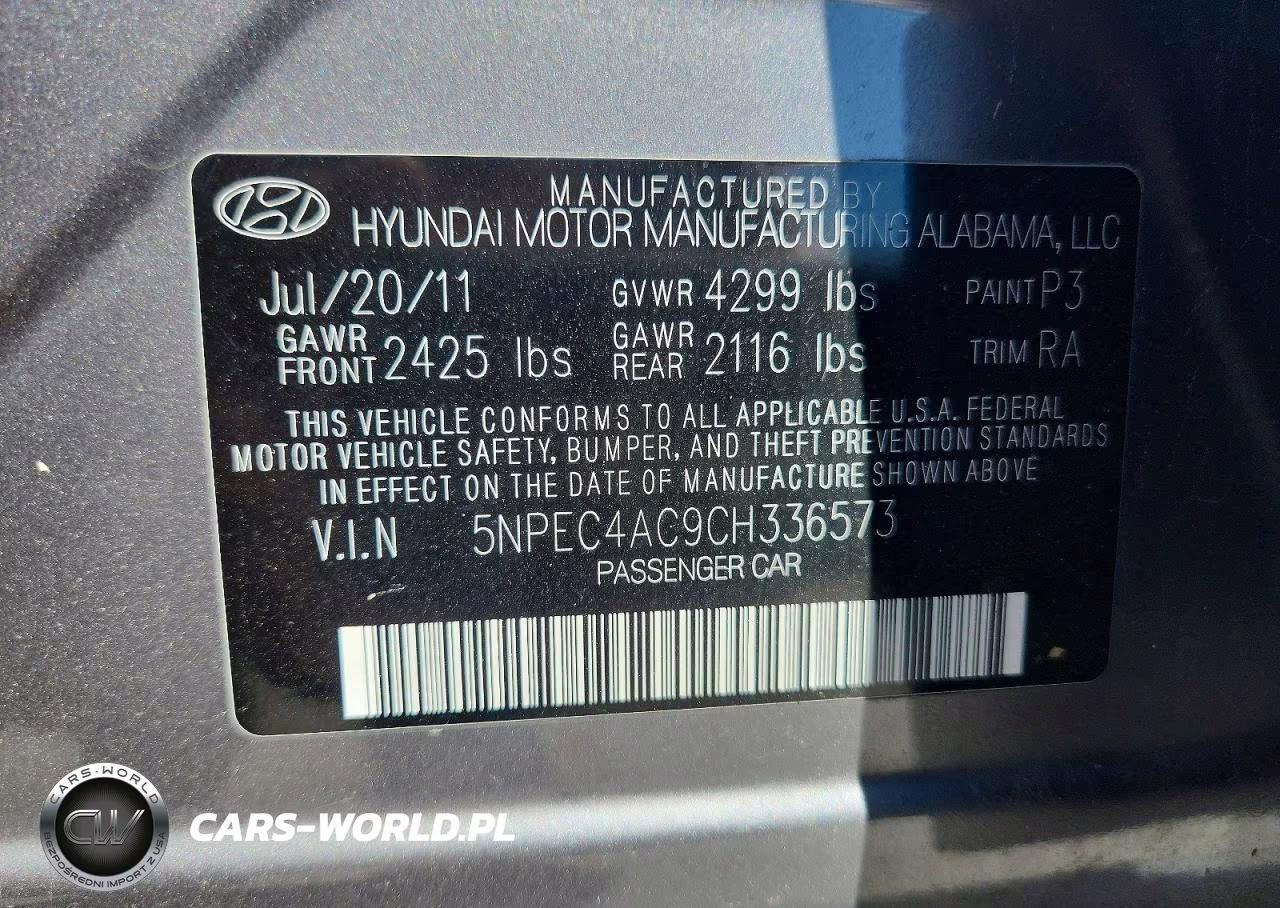 2012 Hyundai Sonata Limited VIN:5NPEC4AC9CH336573 - 13