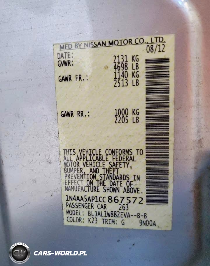 2012 Nissan Maxima 3.5 S VIN:1N4AA5AP1CC867572 - 12