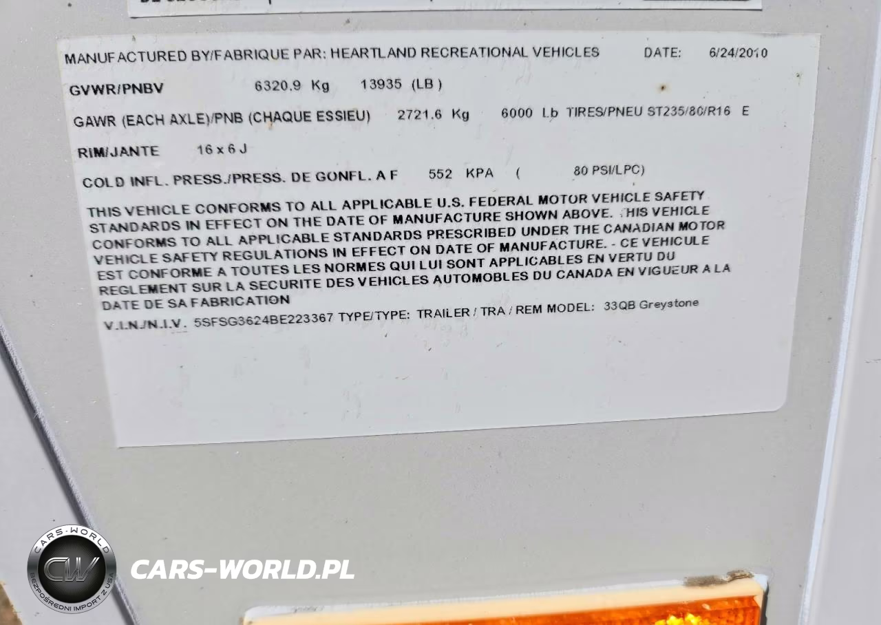 2011 Heartland Greystone Camper VIN:5SFSG3624BE223367 - 10