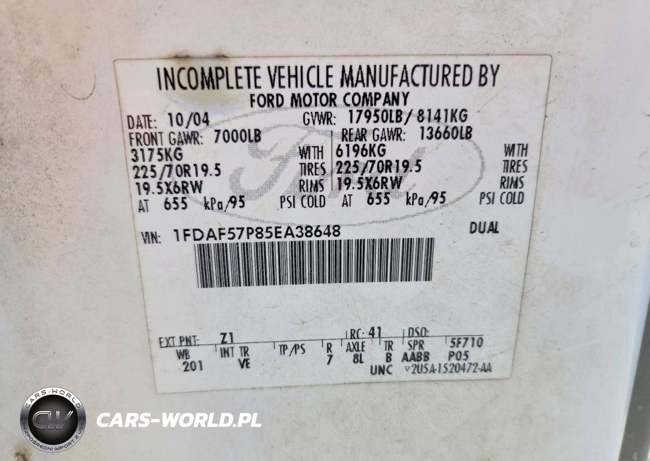 2005 Ford F550 Super Duty VIN:1FDAF57P85EA38648 - 12