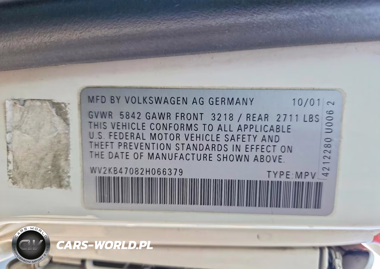 2002 Volkswagen Eurovan Gls VIN:WV2KB47082H066379 - 13
