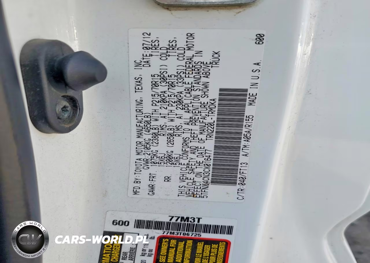 2012 Toyota Tacoma Base VIN:5TFNX4CN3CX016477 - 12