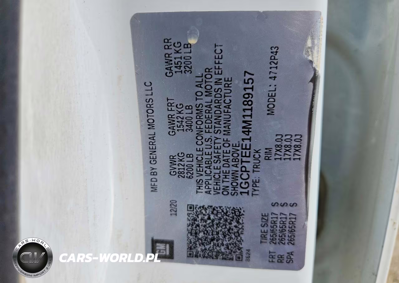 2021 Chevrolet Colorado Zr2 VIN:1GCPTEE14M1189157 - 12